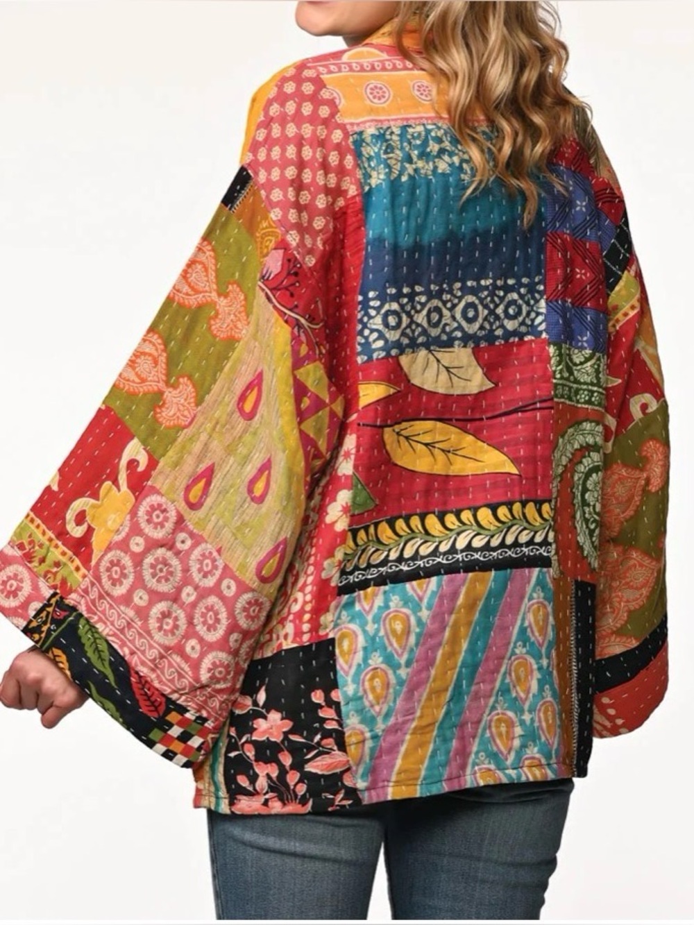 Gorgeous Cotton Kantha Colorful Patchwork Kimono